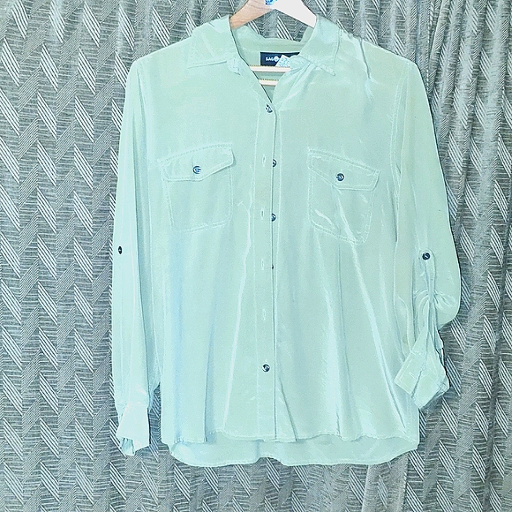 Moss Green Ladies Silk Shirt